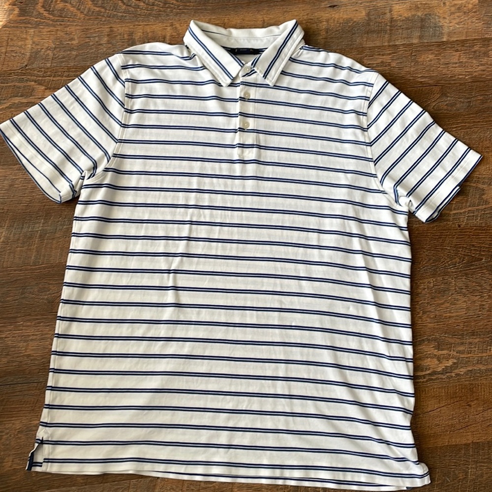 Brooks Brothers Supima Cotton Blue/White Stripe Polo Shirt - XL